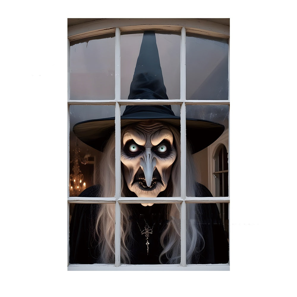 Halloweenowa dekoracja okienna – przerażająca figura zakonnicy do domu strachów i na imprezę