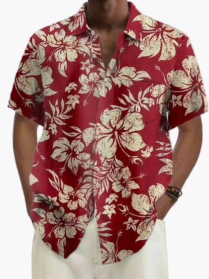 Herren Vintage Hawaiihemd mit floraler Allover-Print – Perfekt für Sommer und Urlaub