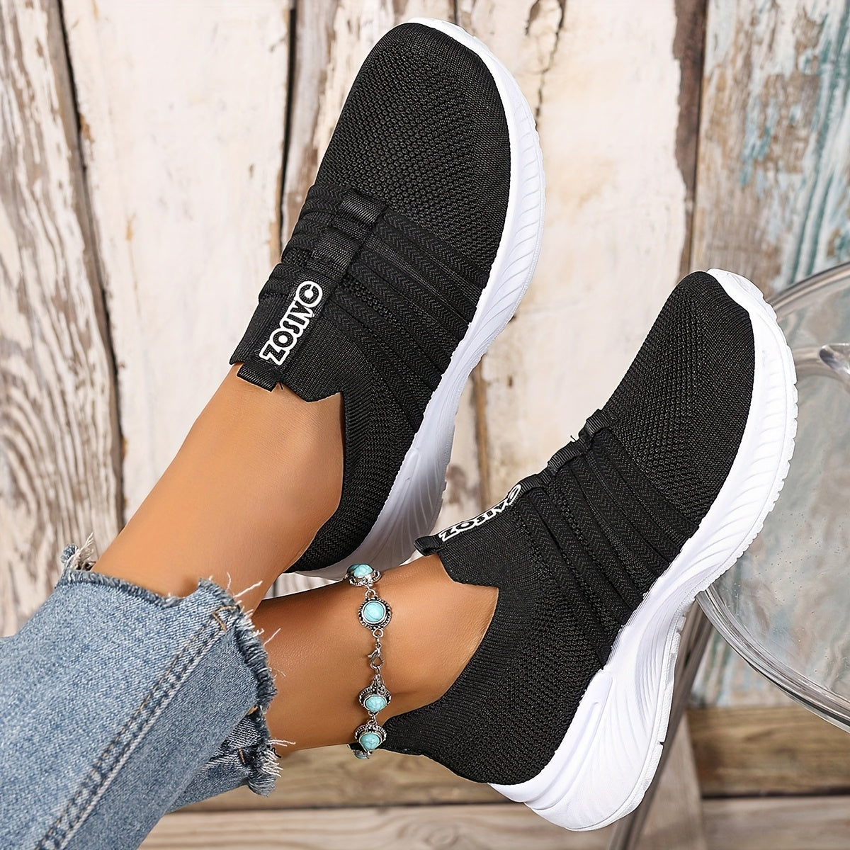 Sneaker Slip-On da donna con motivo a righe – Scarpe casual comode per tutti i giorni e viaggi