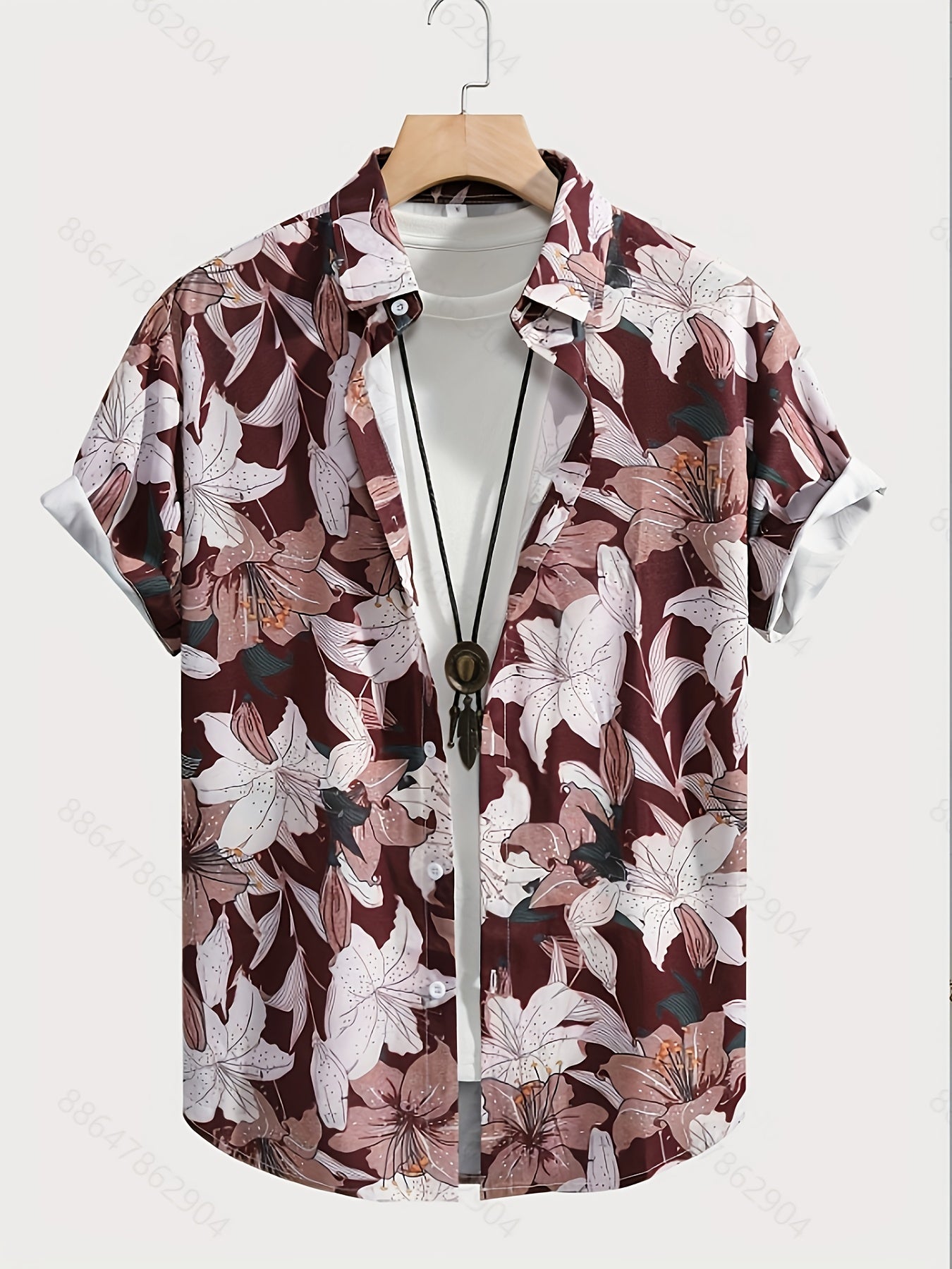 Chemise décontractée homme à manches courtes avec motif floral moderne – Chemise élégante pour resort et plage