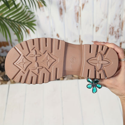 Mocassins femme avec décoration chaîne – Chaussures plates tendance style preppy pour le quotidien et le bureau