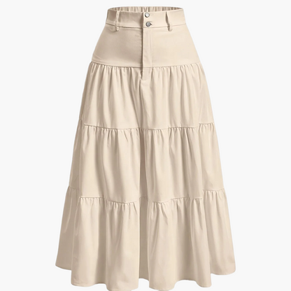 Damen Maxirock mit hoher Taille und Stufen-Design – Eleganter Freizeitrock für Frühling und Sommer