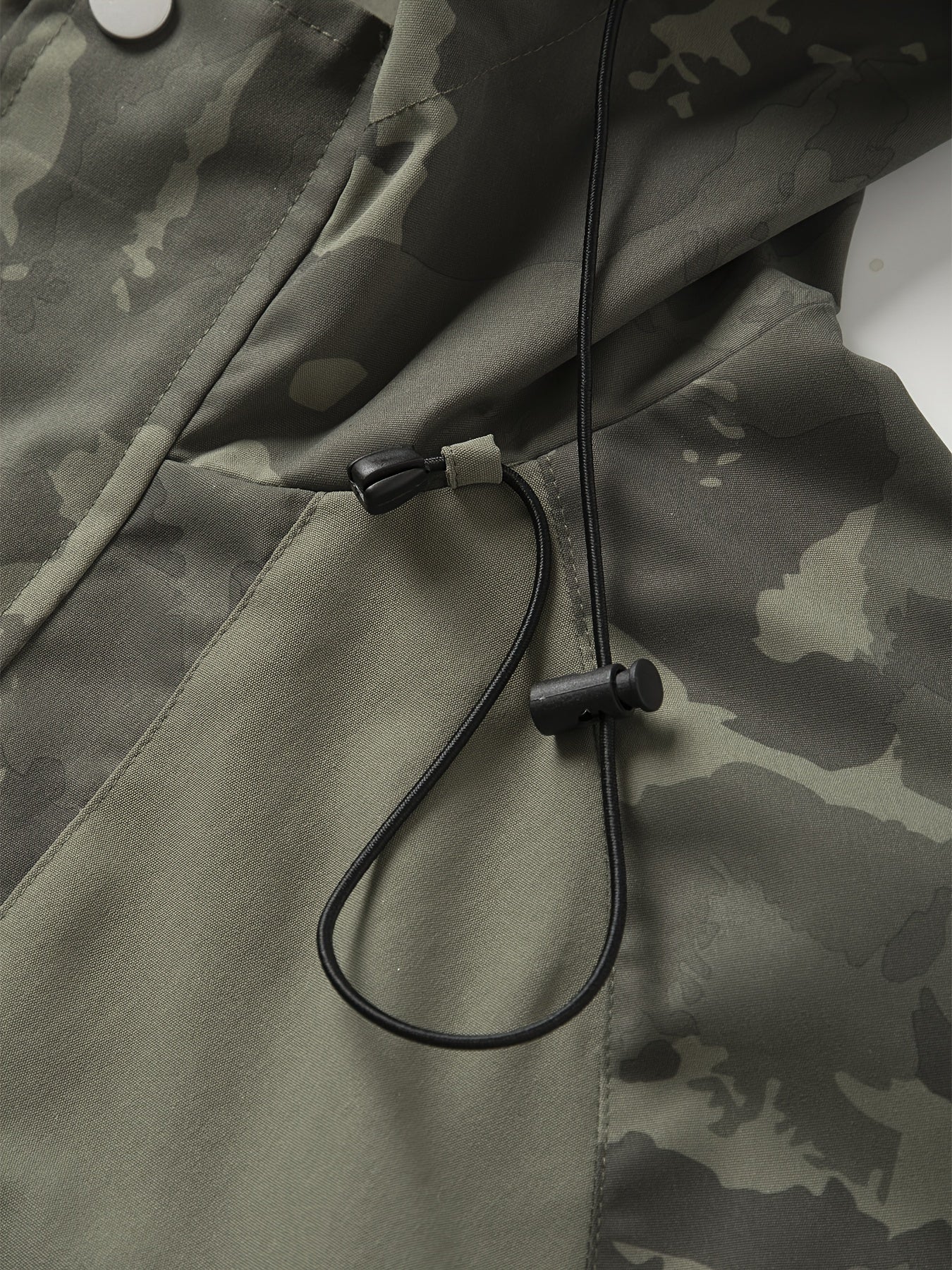 Chaqueta unisex para exteriores, camuflaje verde, con capucha y cremallera