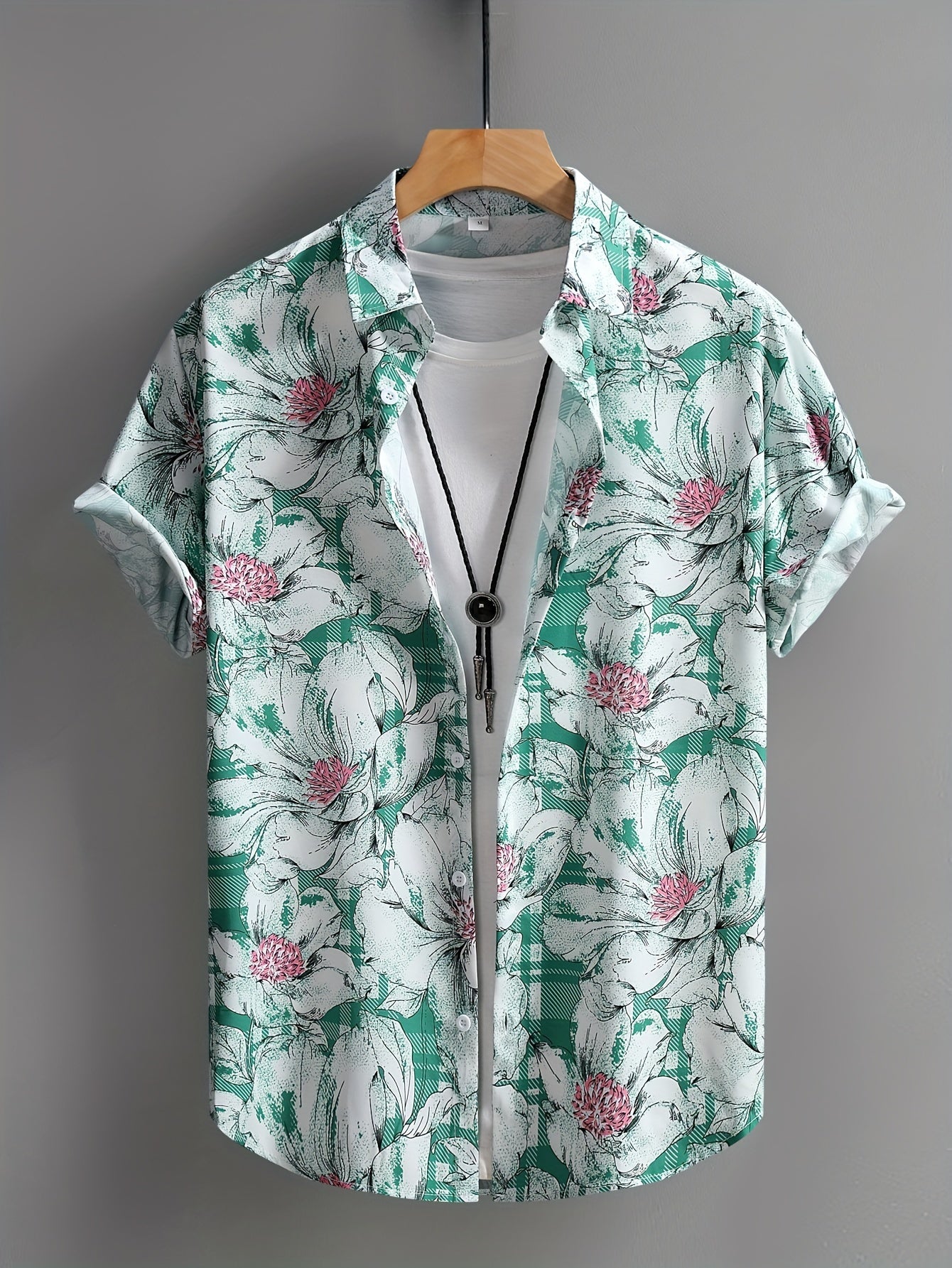 Chemise décontractée homme à manches courtes avec motif floral moderne – Chemise élégante pour resort et plage