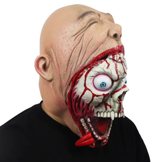 Halloween latex-masker horror Big Mouth voor volwassenen – Griezelige verkleding & feestkostuum