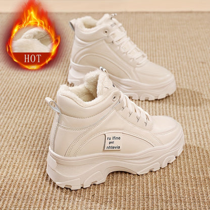 Damen Gefütterte Plateau Sneaker Stiefel Winterschuhe Warm