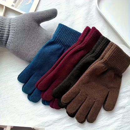 Unisex-strikhandsker med 5-fingerdesign i grå, blå, bordeaux, sort og brun