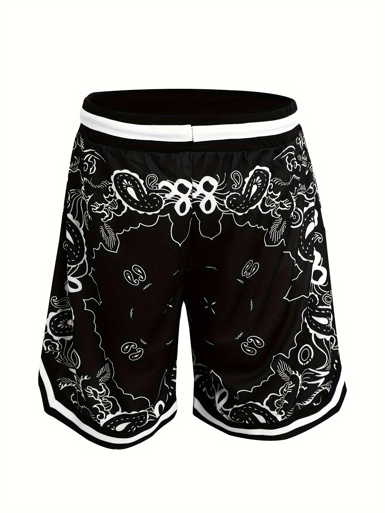 Herren Streetwear Basketball-Shorts mit Paisley-Print und sportlichem Design