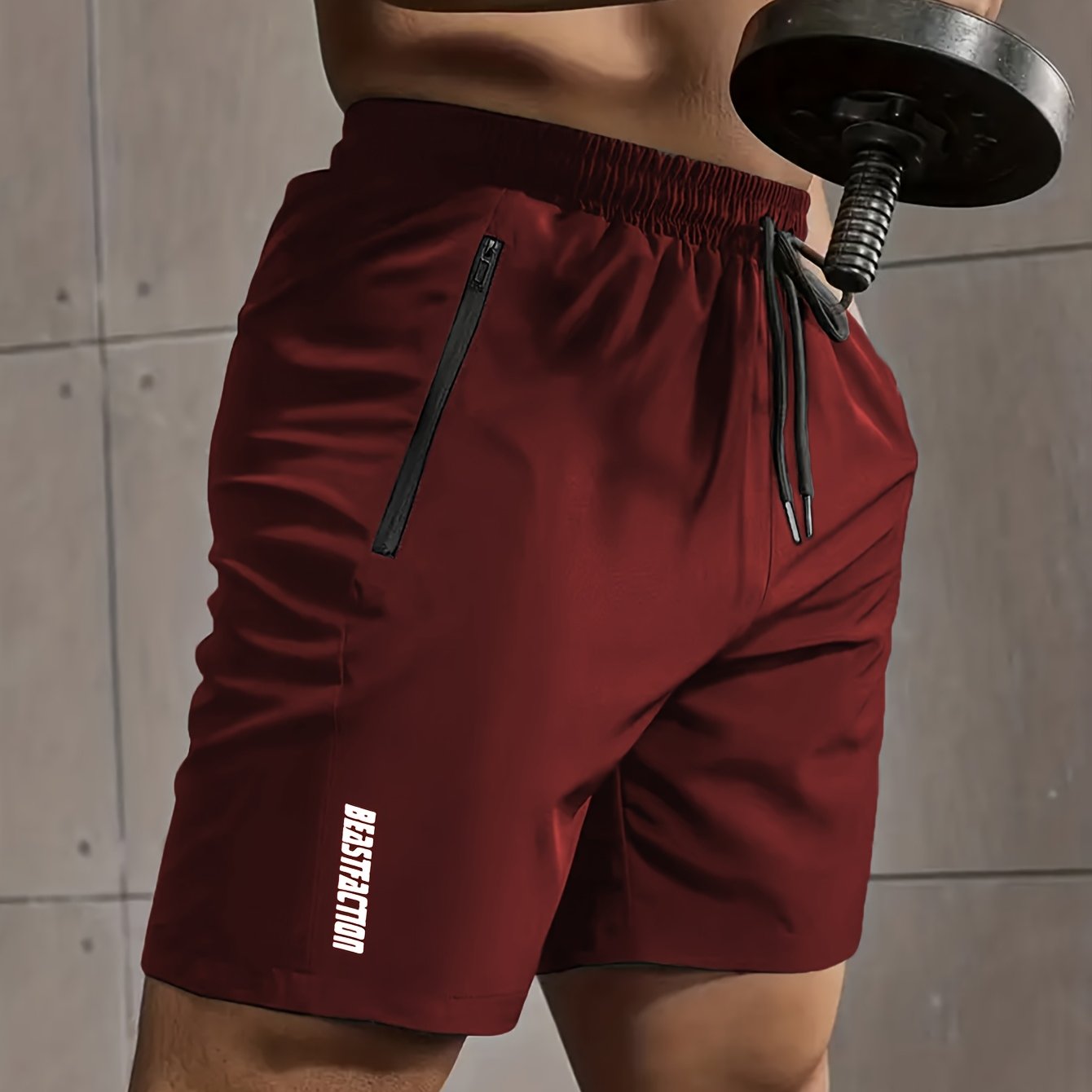 Męskie szorty sportowe do fitnessu, krótkie spodenki z kieszeniami na zamek błyskawiczny