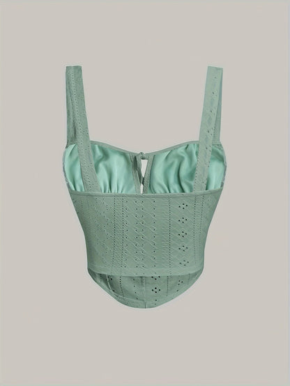 Damski top gorsetowy w stylu boho z ozdobnym sznurowaniem – modny bustier na wiosnę i lato