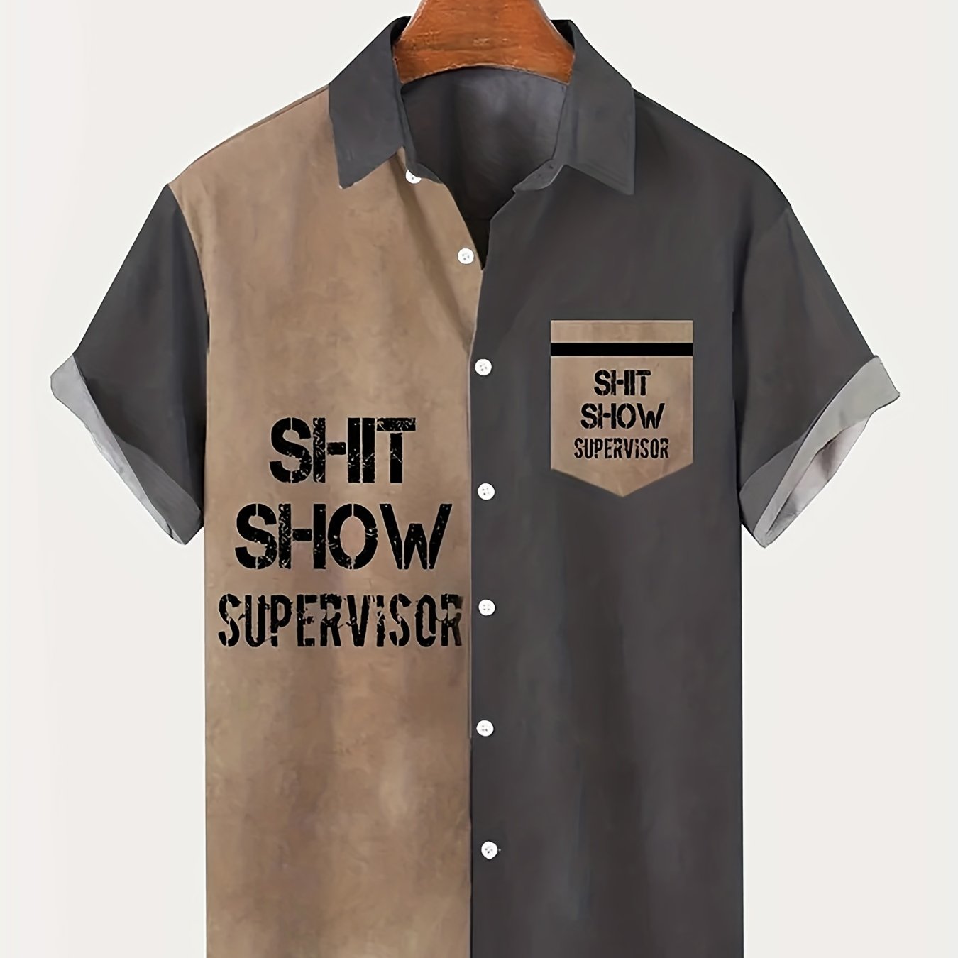 Herren Vintage Statement-Hemd Kurzarm – Humorvolles Freizeitshirt 'Shit Show Supervisor' für Sommer & Party