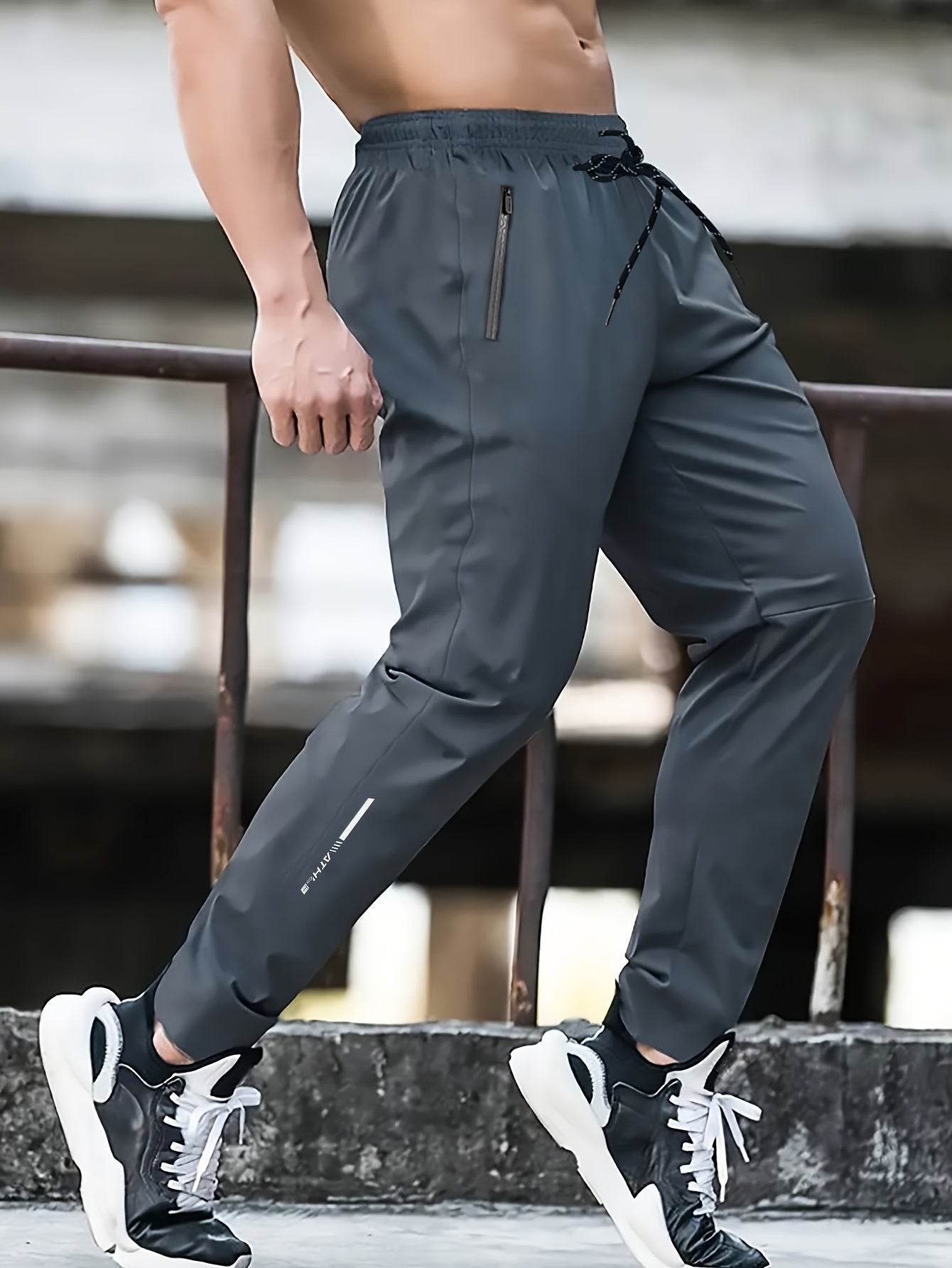 Męskie spodnie dresowe na co dzień Regular Fit z zamkiem błyskawicznym – sportowe spodnie treningowe na co dzień i fitness