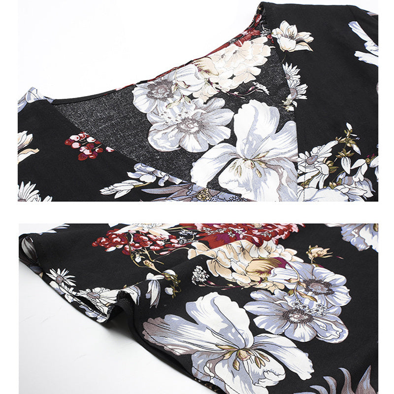 Karen – Robe d'été florale à encolure en V et taille élastique