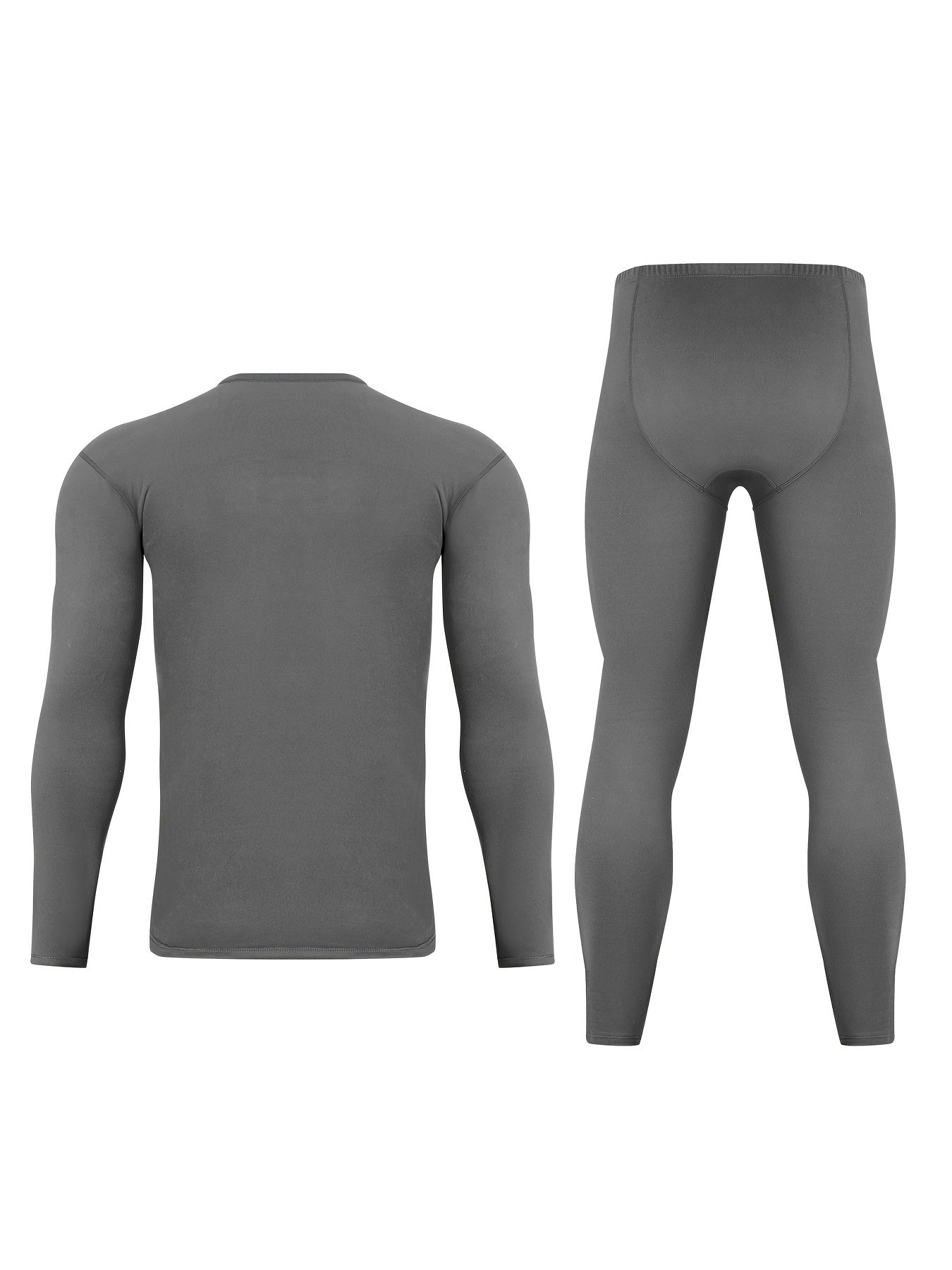 Conjunto de ropa interior térmica para hombre de 4 piezas, negro y gris, con camiseta de manga larga y pantalón largo