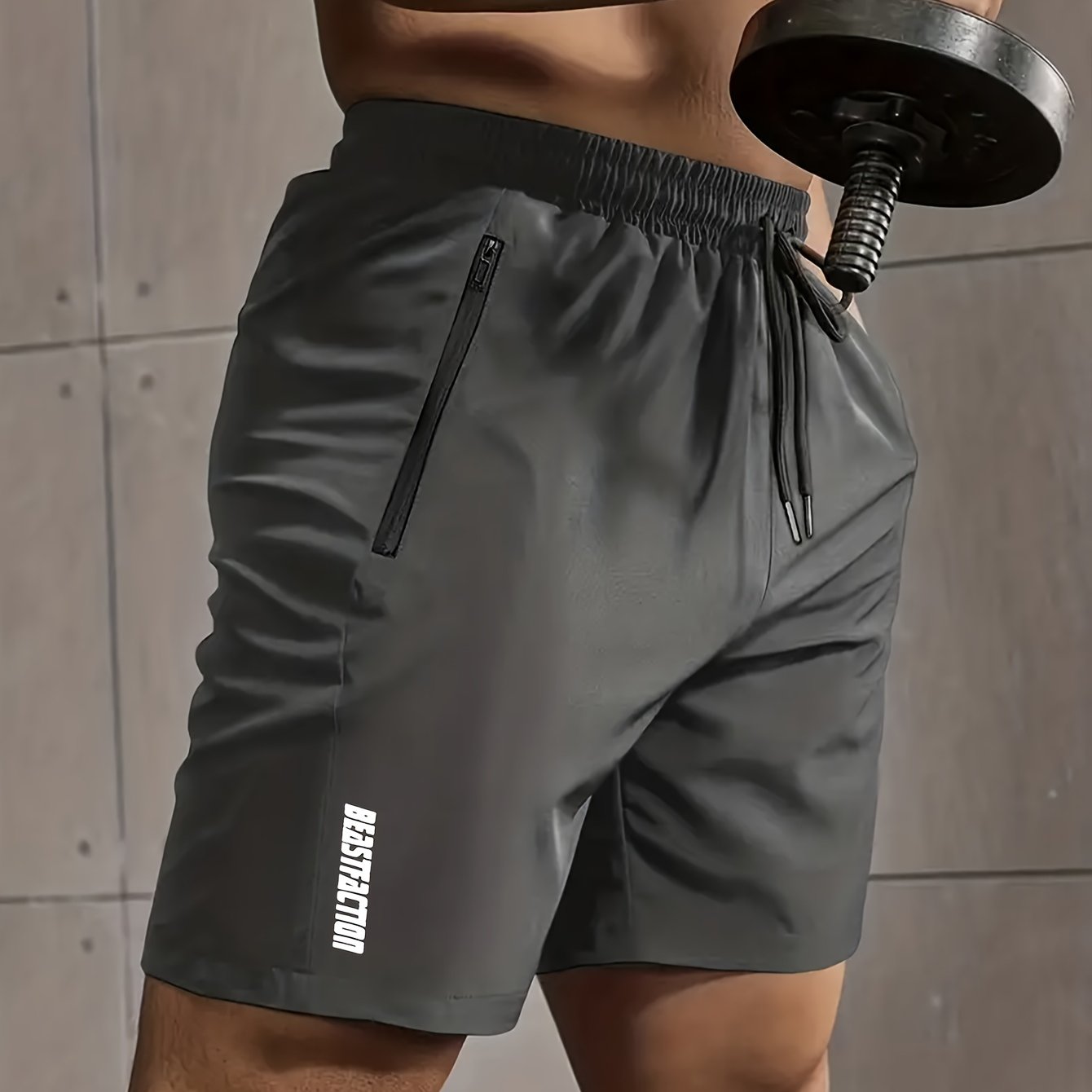 Męskie szorty sportowe do fitnessu, krótkie spodenki z kieszeniami na zamek błyskawiczny