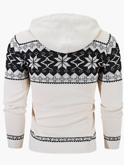 Sweat à capuche pour homme avec motif norvégien – Pull d'hiver décontracté pour les loisirs et le quotidien