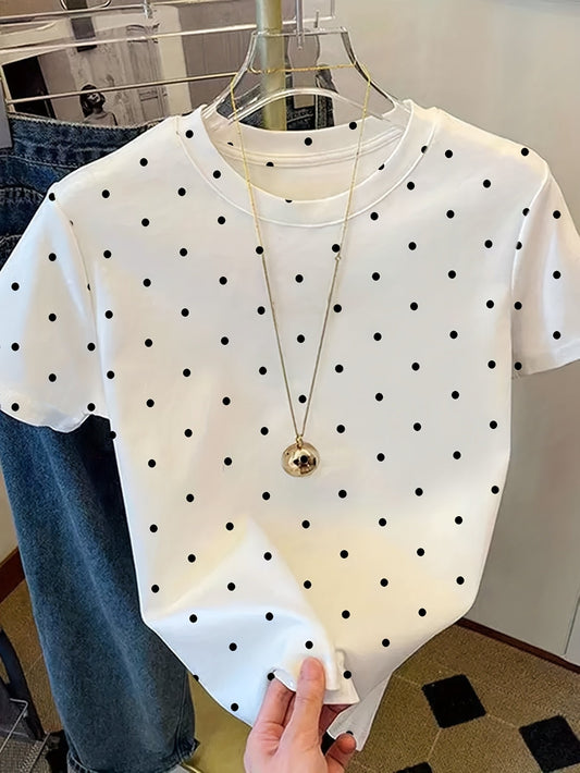 Dames T-shirt met polkadots – Elegante vrijetijdsstijl voor de zomer