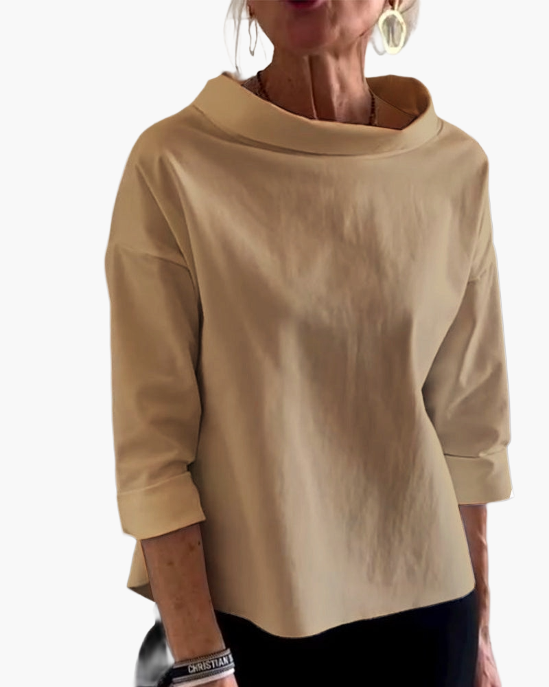 Damen Oberteil Modern Elegant mit Stehkragen – Vielseitiges Top für Alltag und Büro