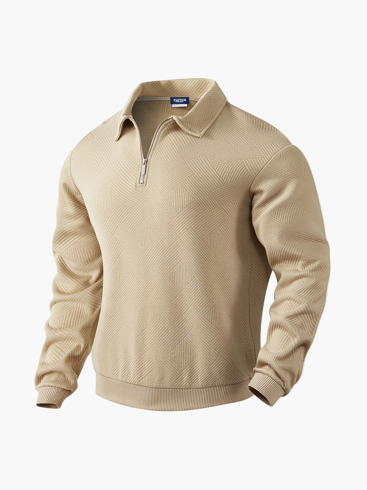 Herre pullover med halvlukning og moderne strukturmønster – Smart casual og kontor
