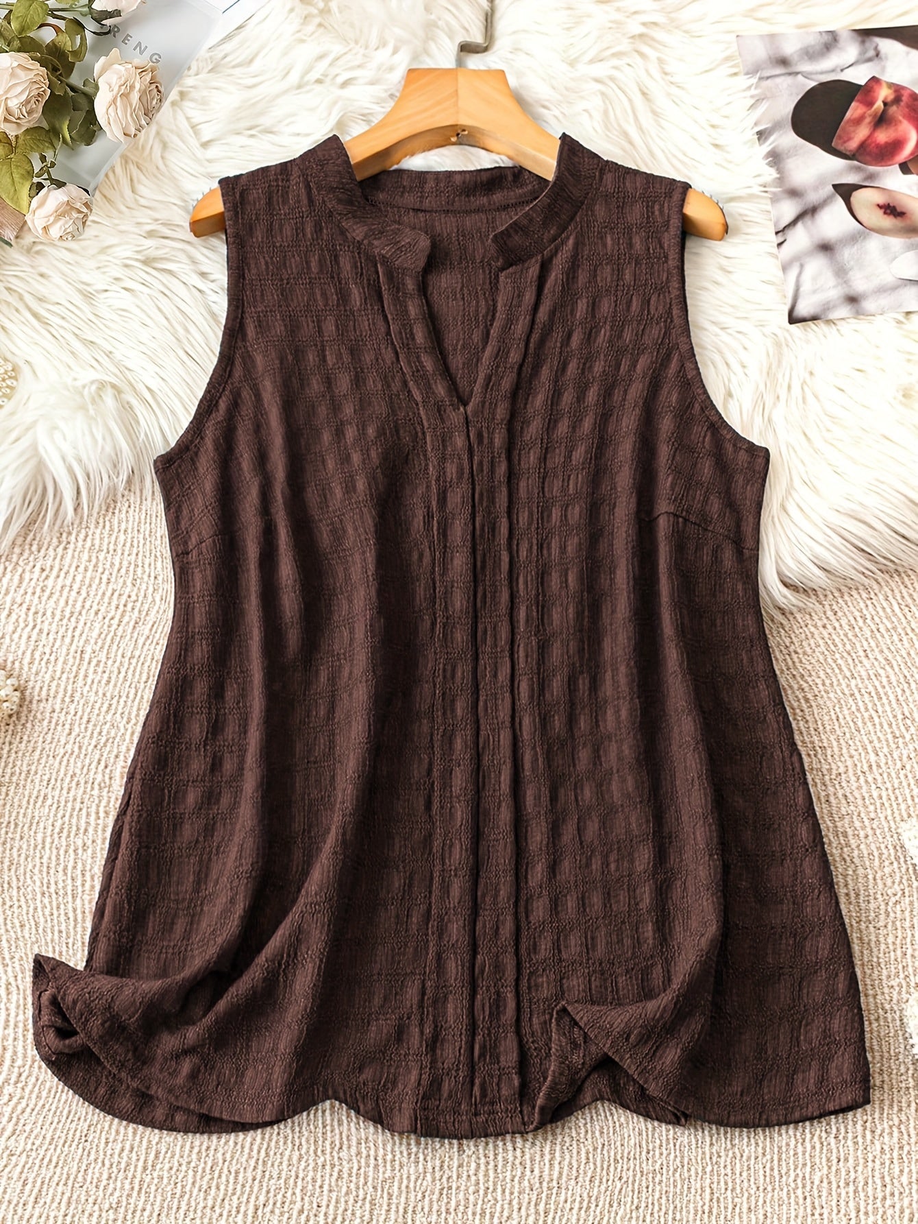 Damen Ärmellose Tunika Bluse mit V-Ausschnitt – Eleganter Freizeit-Look für Alltag und Büro