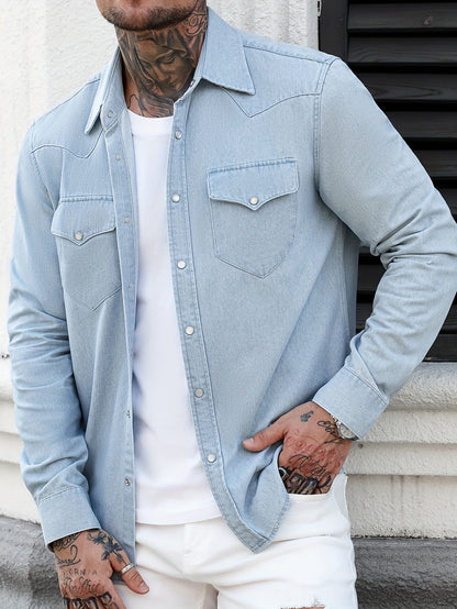 Herren Jeanshemd im Western-Stil – Lässiger Alltagslook, Perfekt für Freizeit und Streetwear