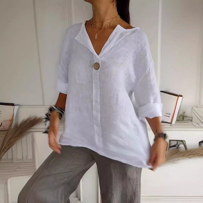 Damen Bluse im lockeren Boho-Style mit V-Ausschnitt – Casual Chic, ideal für Alltag & Freizeit