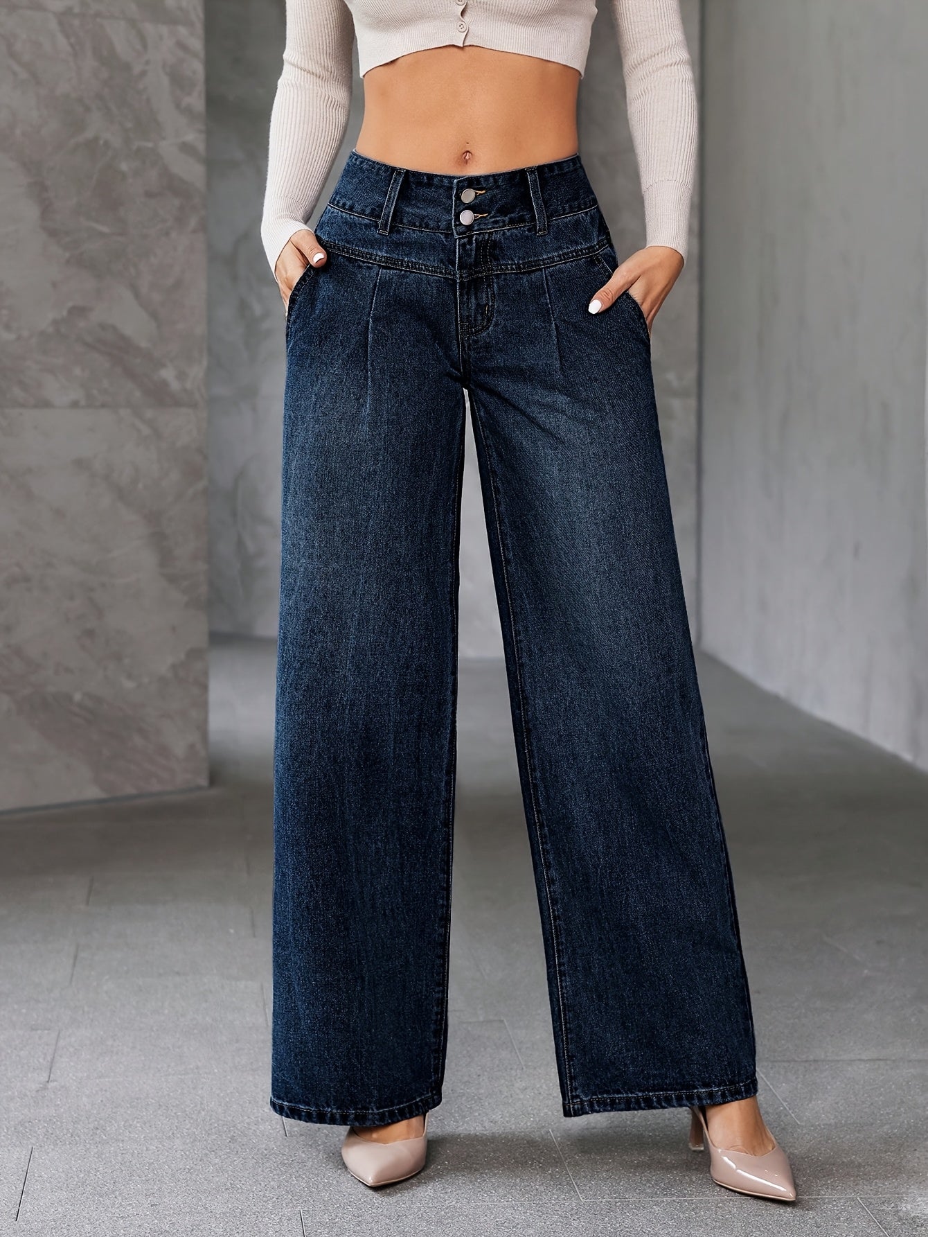 Damen High Waist Weite Jeans – Modische Flared Jeans für Freizeit & Alltag