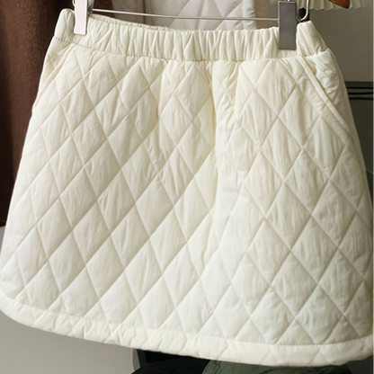Stepprock Kurz Winterrock Kariert Elastischer Bund Damen Rock Khaki