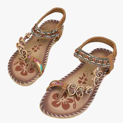 Dames teenslippers in boho-stijl met pareldecoratie voor zomer en vrije tijd