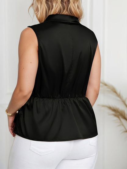 Blouse portefeuille élégante pour femme, sans manches, asymétrique, pour bureau et loisirs