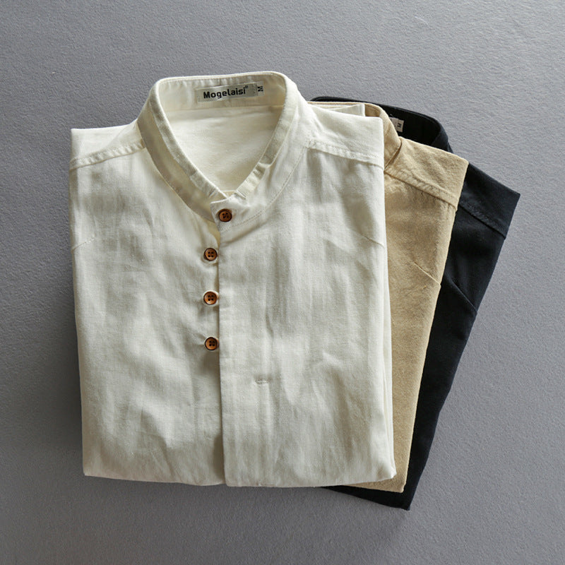 Steven – Chemise homme style chinois avec col montant