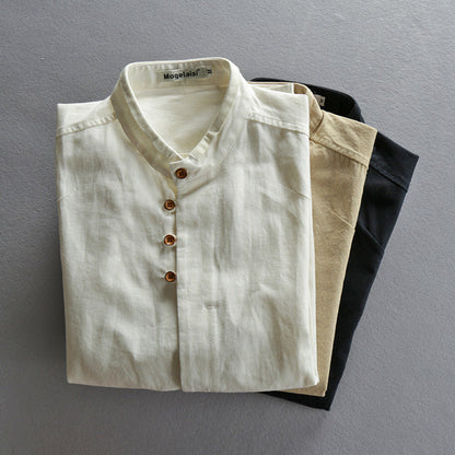 Steven – Chemise homme style chinois avec col montant
