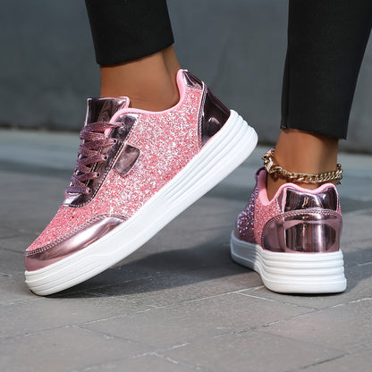 Dame Sneakers med Glimmer Plateau Fritid Trendy Sporty