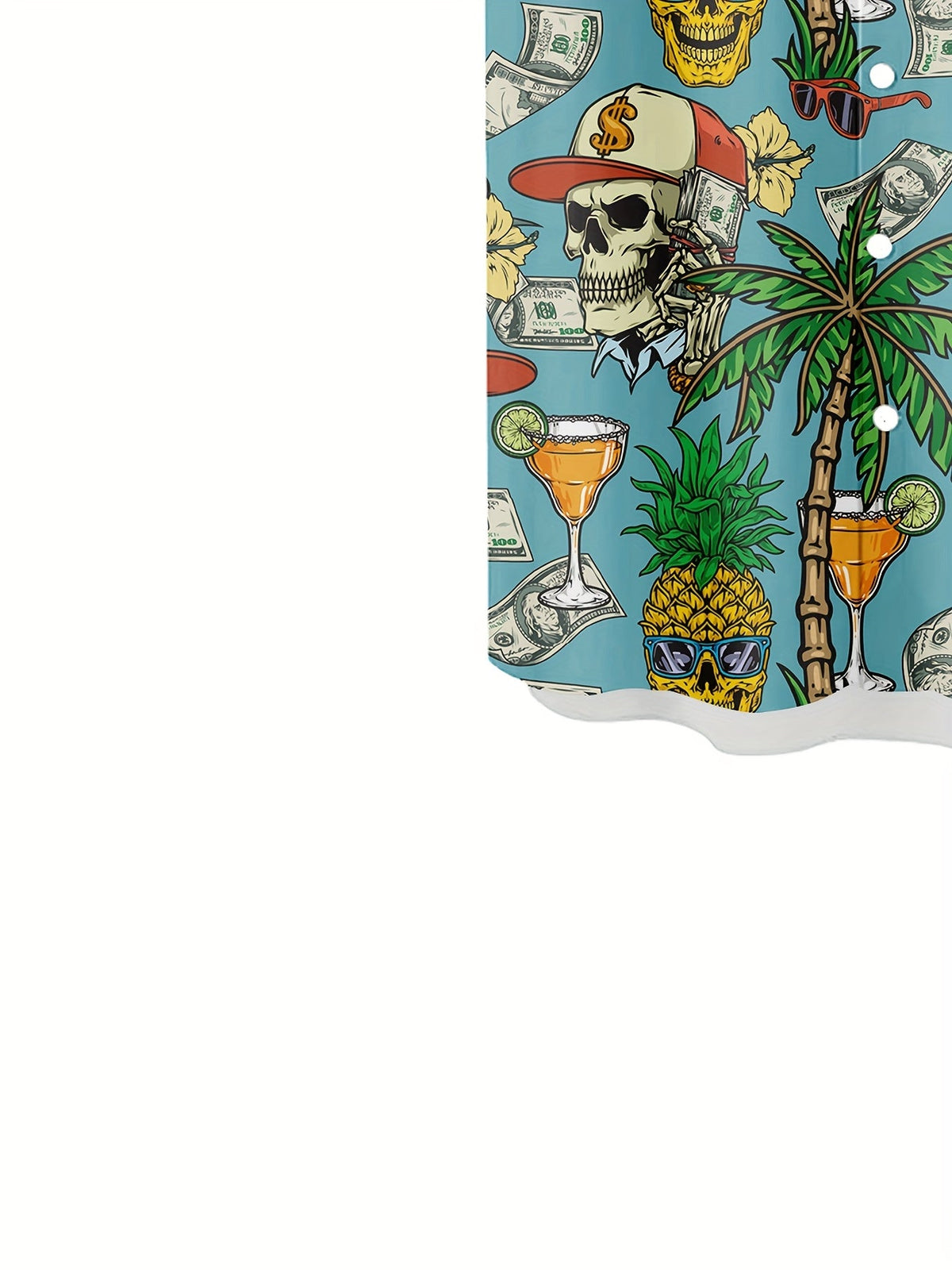 Herren Hawaiihemd mit Totenkopf, Palmen & Geld Print – Extravaganter Sommer- und Party-Look