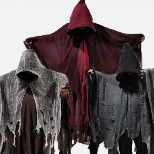 Halloween Herr & Dam Grim Reaper Kostym – Obehaglig Mantel med Huva för Halloweenfester & Dekoration
