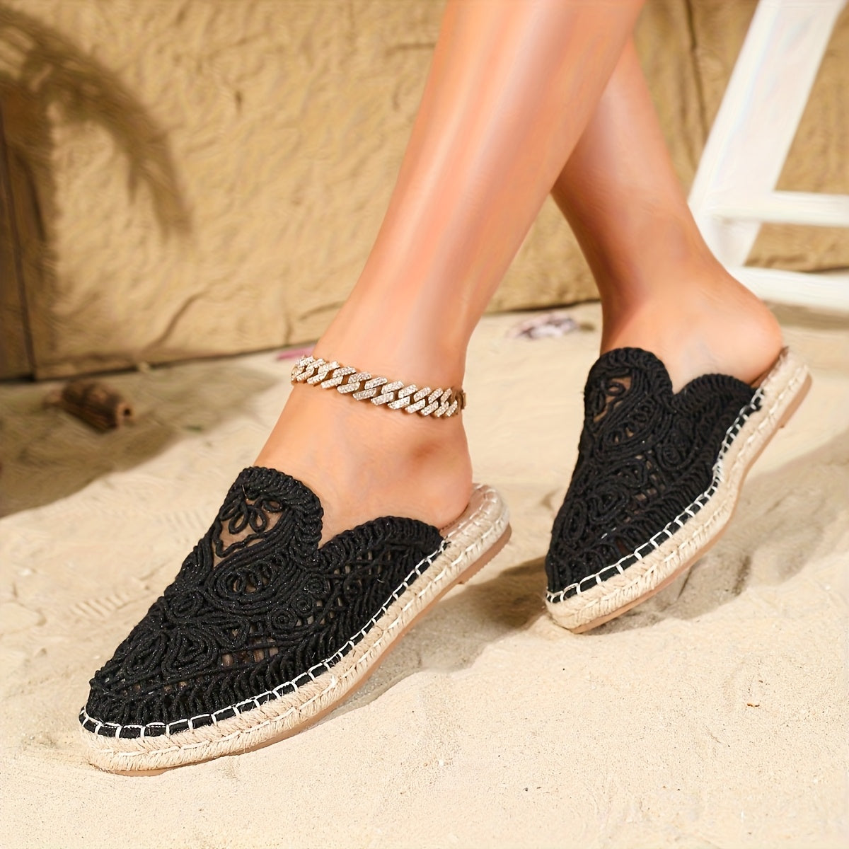 Damskie plecione buty wsuwane na lato na co dzień i na plażę