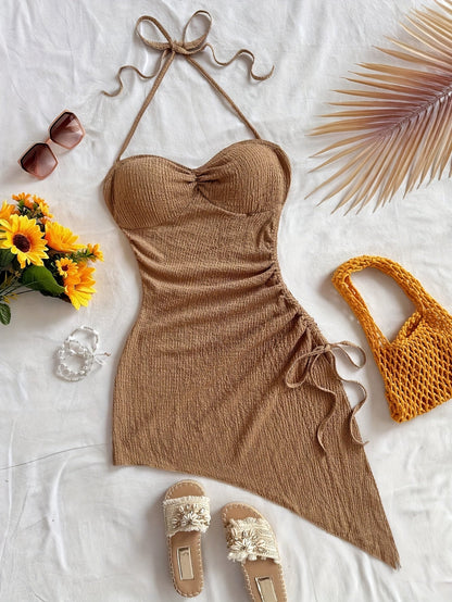 Vestido bodycon de mujer con escote corazón y dobladillo asimétrico – Perfecto para fiestas de verano y conjuntos de vacaciones