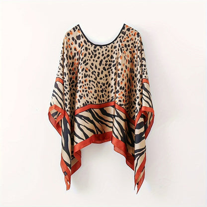 Blusa poncho bohemia para mujer – elegante capa para playa y uso diario