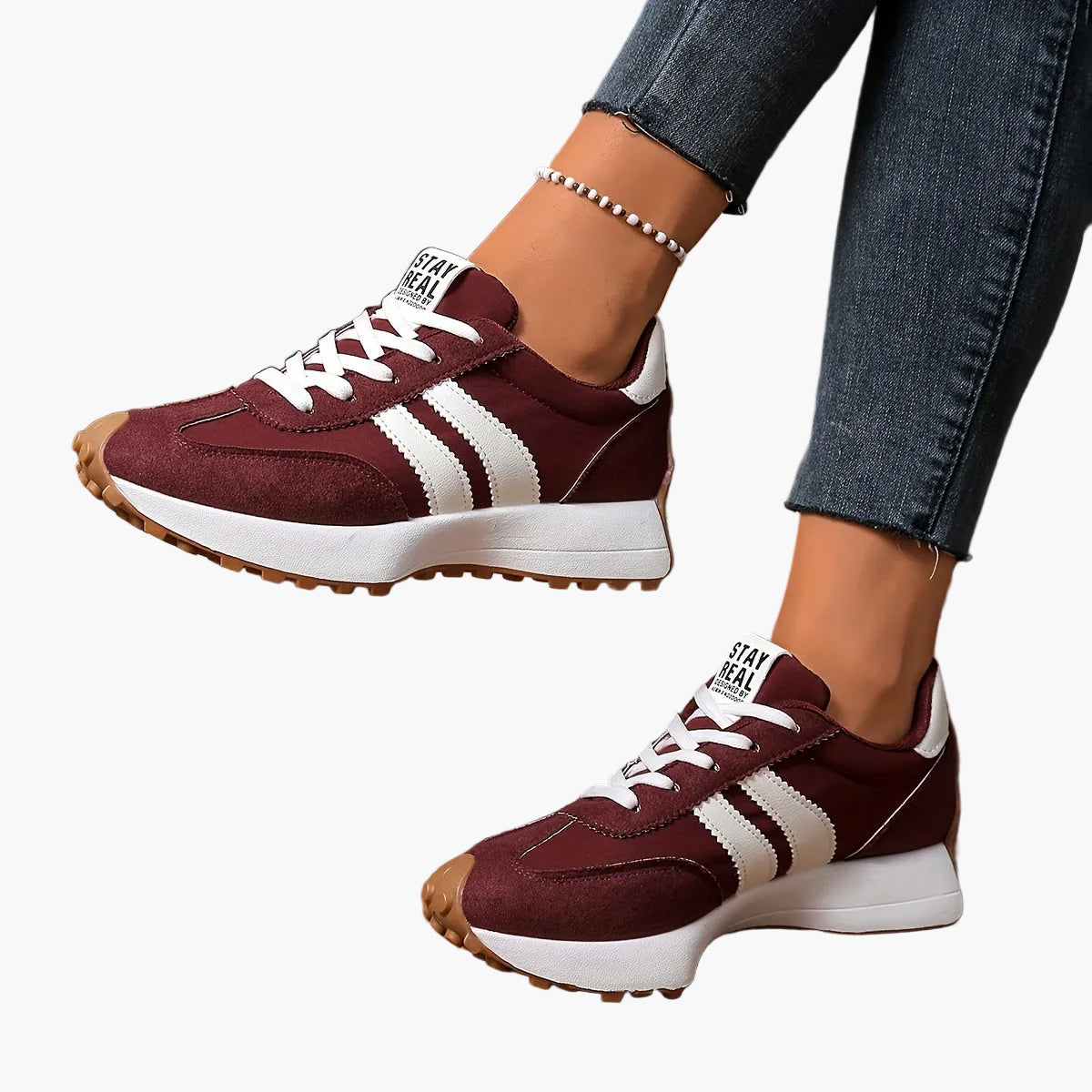 Sneaker donna retrò per tutti i giorni e tempo libero – Stile sportivo con strisce