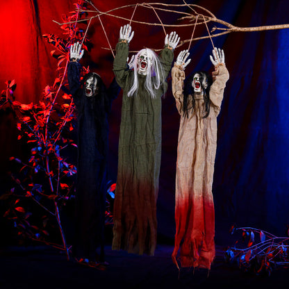 Halloweenowa wisząca dekoracja duchów – przerażające ozdobne figurki na halloweenowe imprezy i domy strachów