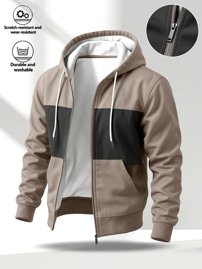 Chaqueta unisex con capucha y cremallera, multicolor, con cordón ajustable y bolsillos