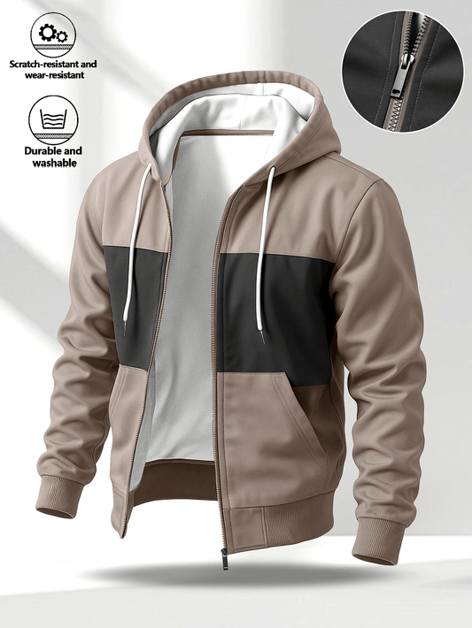 Unisex Kapuzenjacke mit Reißverschluss, mehrfarbig, mit Kordelzug und Taschen