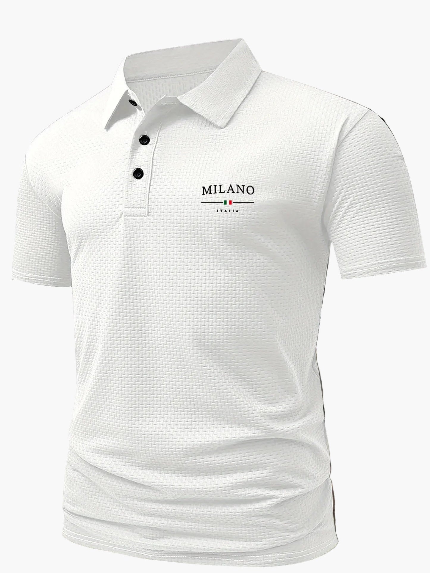 Męska koszulka polo casual z geometrycznym wzorem i listwą na guziki – idealna na co dzień i czas wolny