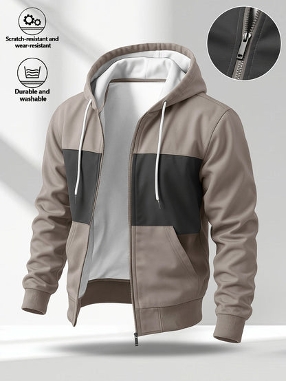 Chaqueta unisex con capucha y cremallera, multicolor, con cordón ajustable y bolsillos