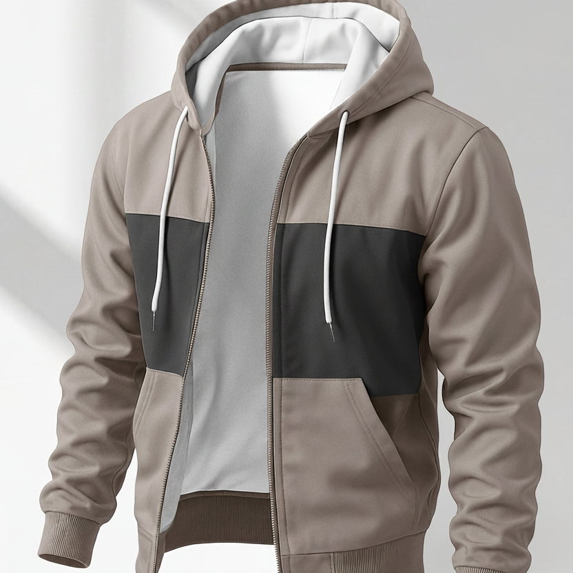 Chaqueta unisex con capucha y cremallera, multicolor, con cordón ajustable y bolsillos