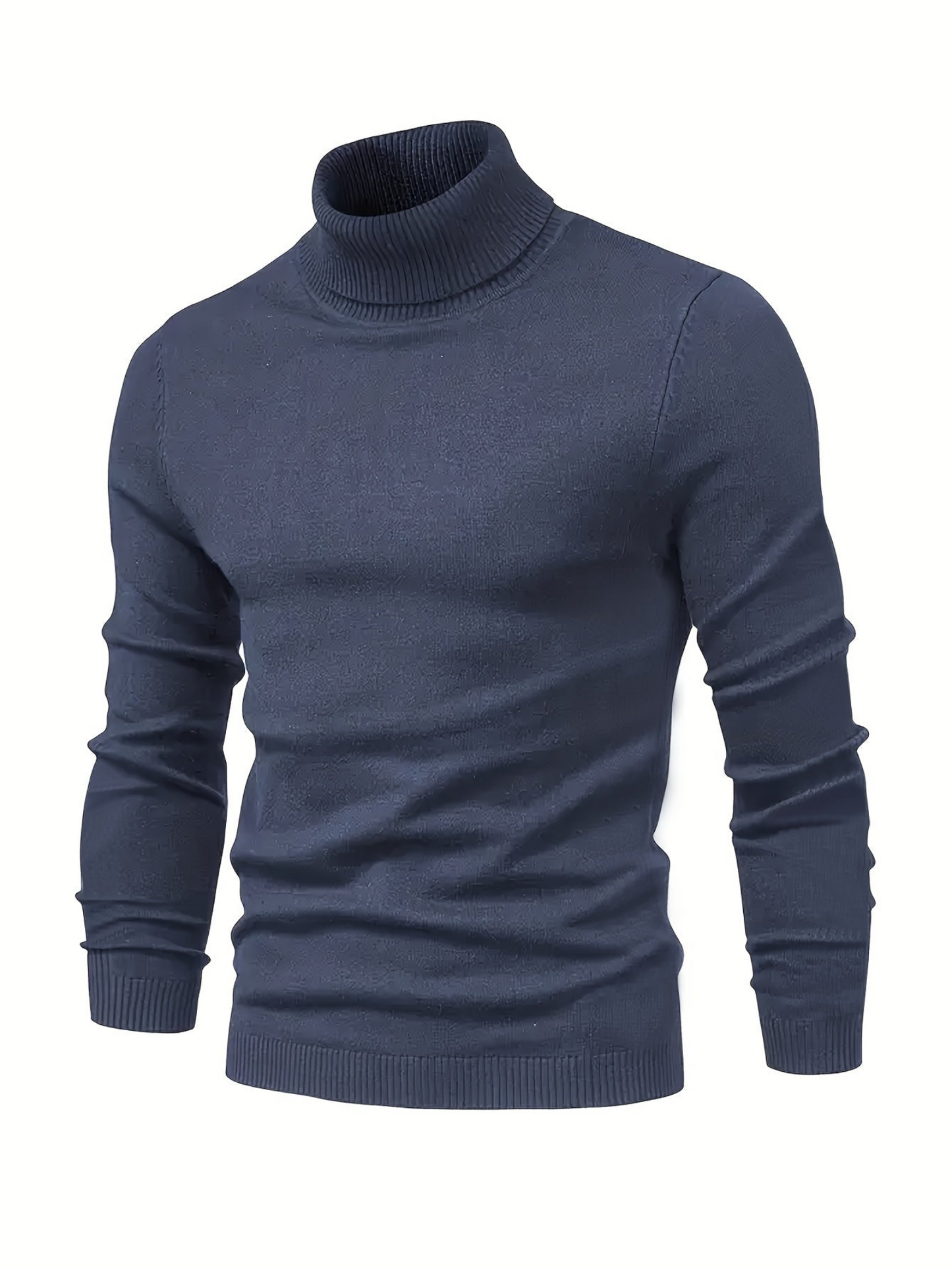 Klassisk ribstrikket rullekravesweater til mænd