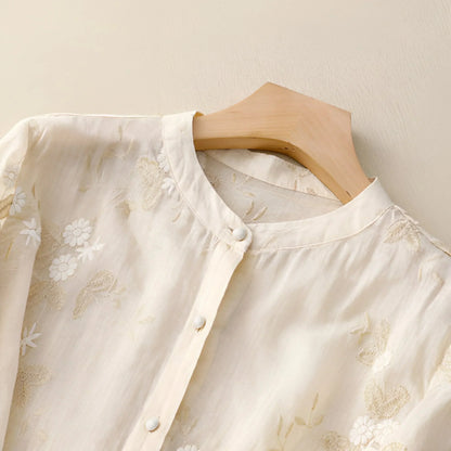 Blusa para mujer con bordado floral – Túnica elegante y ligera para el día a día y ocasiones especiales