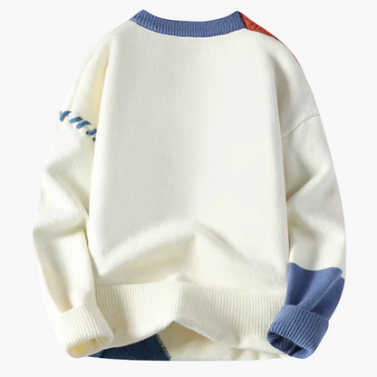 Jersey de punto patchwork para hombre – Suéter casual moderno con diseño único