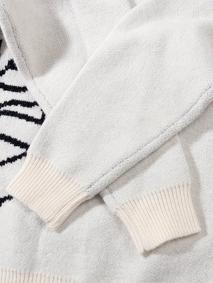 Unisex-striktrøje med stjerner og planetmotiv, rund hals
