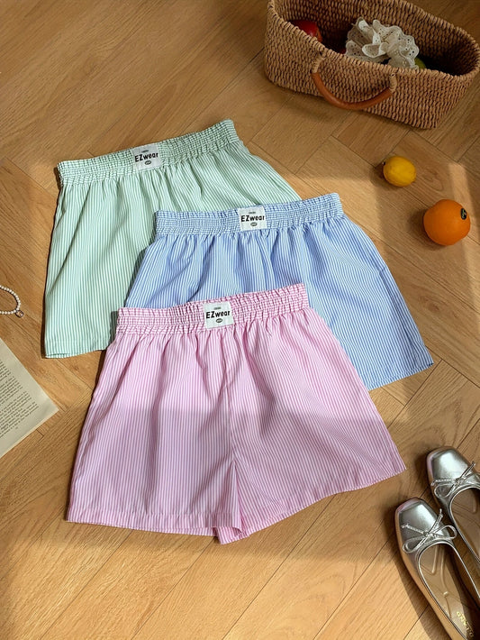 Dames vrijetijdsshorts met streeppatroon – losse lounge- en pyjamashorts voor de zomer